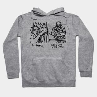 Woman Yelling Mittens at Bernie Sanders Line Drawing Hoodie